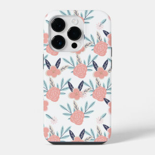 Coque Pour iPhone 14 Plus Fleurs Et Feuilles Roses