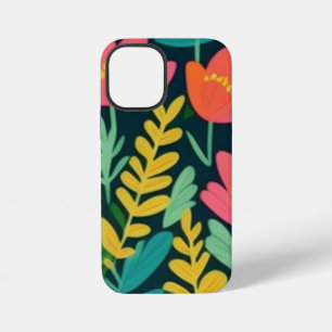 Coque iPhone 12 Mini Fleurs feuilles design coloré