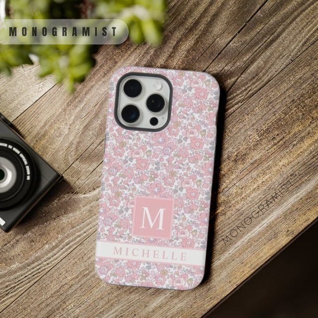 Coque iPhone Fleurs florales blanches personnalisables (Customizable White Floral Pink Flowers iPhone Case)