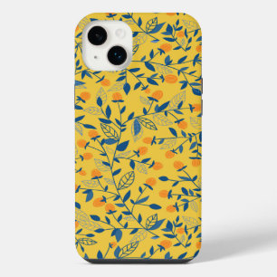 Fleurs gribouillées en bleu et jaune