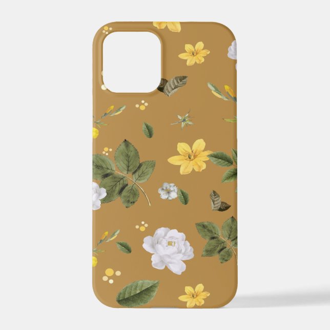 Coque iPhone Fleurs jaunes et roses blanches 4 (Verso)