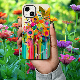 Coque Pour iPhone 14 Fleurs modernes colorées vives