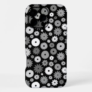 Coque iPhone 16 Pro Max Fleurs monochromes à motif répétitif