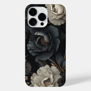 Coque Pour Pour iPhone 14 Pro Max Fleurs noires et blanches