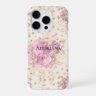 Coque iPhone 16 Pro Fleurs roses chic