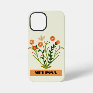 Coque iPhone 12 Mini Fleurs sauvages beige Typographie moderne minimale