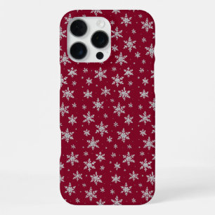Coque iPhone 16 Pro Max Flocon de Neige Élégant en Argent Vacances d'Hiv