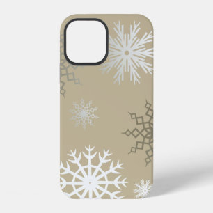 Coque iPhone 12 Flocons de neige sur fond beige