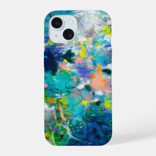 Coque iphone Floral Abstrait bleu et Turquoise