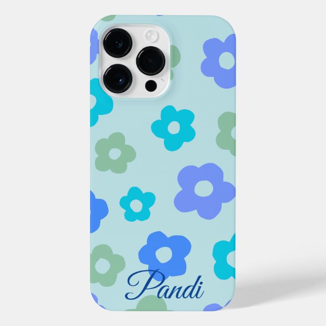 Coque iPhone floral bleu personnalisé (Verso)