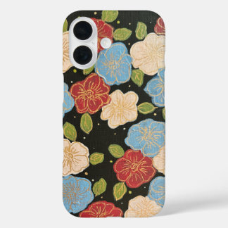 Coque iphone floral de bleus, roses, vert et or