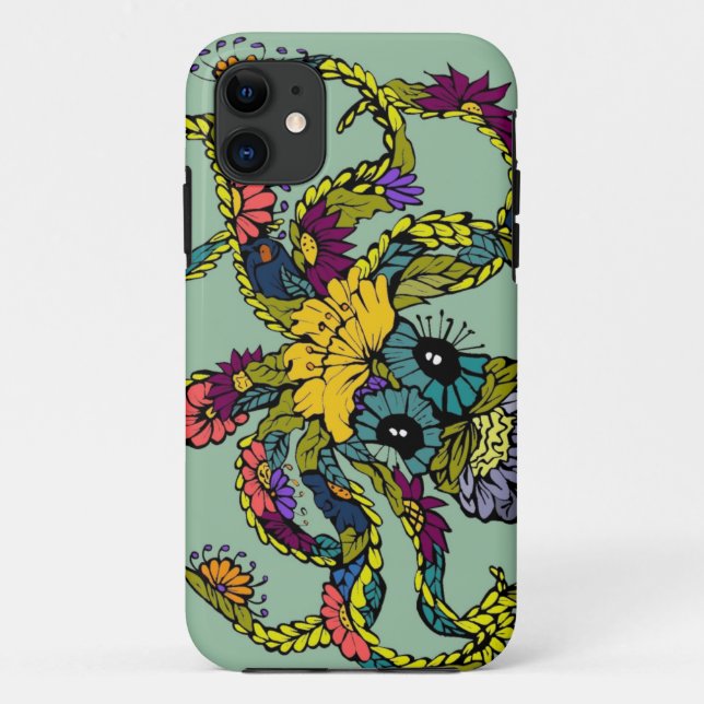 Coque iphone floral en bon état de poulpe (Dos)
