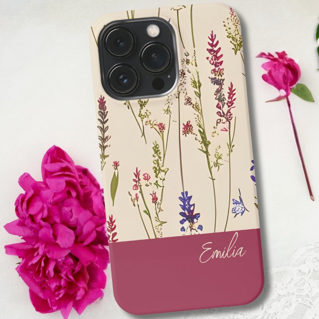 Coque iPhone Floral fleur sauvage personnalisé (Créateur téléchargé)