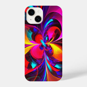 Coque Pour iPhone 14 Floral moderne Art Abstrait Rouge Bleu Motif #07