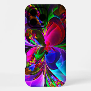 Coque iPhone 16 Pro Max Floral moderne Art Abstrait Rouge Bleu Motif #12