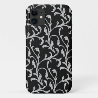 Coque iphone floral Parties scintillant noire et a