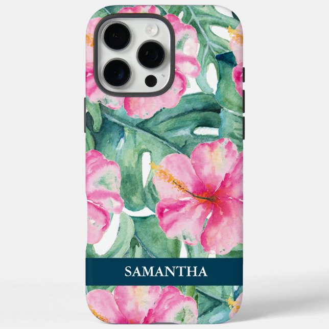 Coque iphone floral rose tropical (Verso)