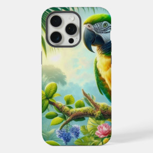 Floral tropical macaw vert