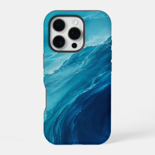 Coque iPhone 16 Pro Flux d'Océan Turquoise Luxueux