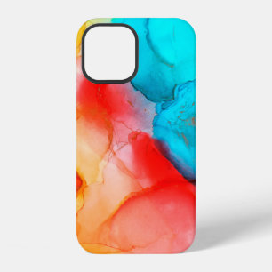 Coque iPhone 12 Fond abstrait d'encre alcoolique, photo macro abst
