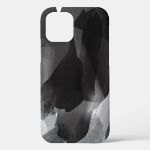 Coque iPhone 12 Fond abstrait peint en noir et blanc brossé