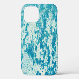 Coque iPhone 12 Fond bleu texturé réalisé en tissu dense. Con