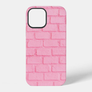 Coque iPhone 12 Fond de mur en brique rose pastel. re