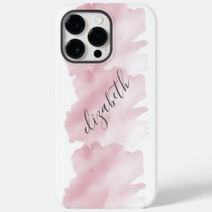 Coque Pour Pour iPhone 14 Pro Max Fond d'éclaboussure de lavis aquarelle rose Monogr