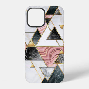 Coque iPhone 12 Fond géométrique abstrait. Mosaique de marbre mode