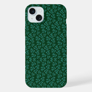 Fond vert foncé avec feuilles botaniques sarcelle