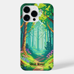 Coque Pour Pour iPhone 14 Pro Max Forêt magique Pixel Art Nom personnalisé