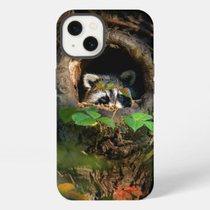 Etui iPhone 13 Forêt Raccoon Peeking