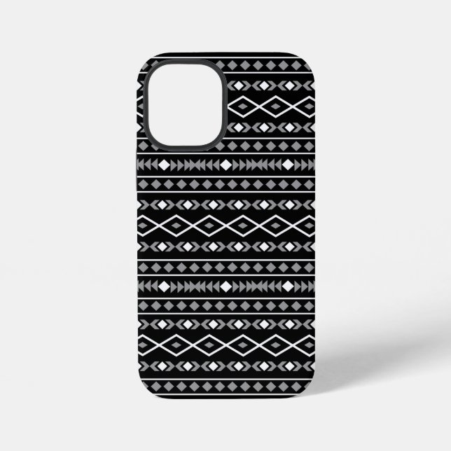 Coque iPhone Formes Aztec Motif gris noir (Verso)