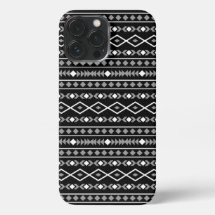Etui iPhone 13 Pro Max Formes Aztec Motif gris noir