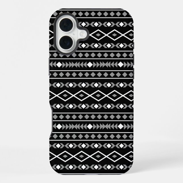 Coque iPhone Formes Aztec Motif gris noir (Verso)