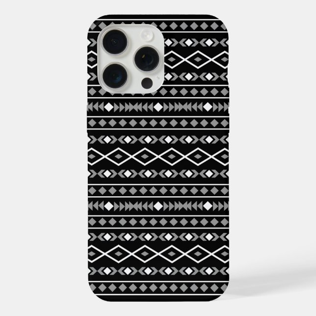 Coque iPhone Formes aztèques Motif blanc gris noir (Verso)