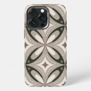 Etui iPhone 13 Pro Formes circulaires rétro beige et marron