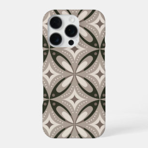 Coque iPhone 16 Pro Formes circulaires rétro beige et marron