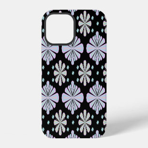 Coque iPhone 12 Formes Florales Pastel sur Fond Noir