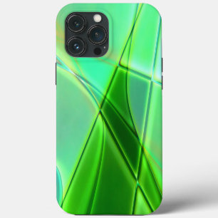 Etui iPhone 13 Pro Max Formes géométriques vertes courbes avec contours p