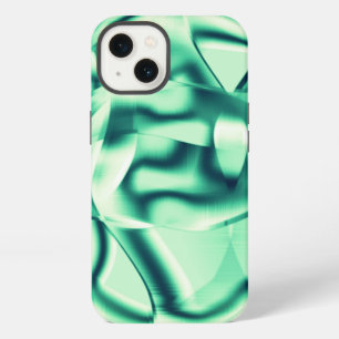 Etui iPhone 13 Formes vertes incurvées en acrylique, avec des nua
