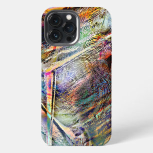 Etui iPhone 13 Pro Max Fouillis de rayures numériques avec touche brillan