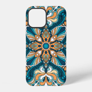 Coque iPhone 12 foulard vintage orné de motifs cachemire. Soie pou