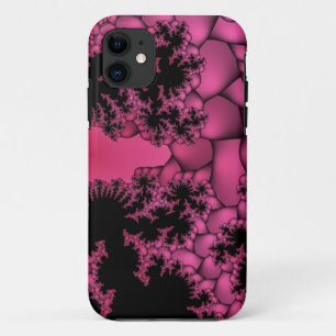 coque iphone fractal à bulle rose et noire