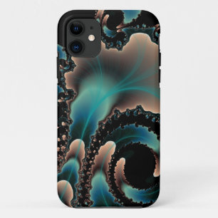 coque iphone fractal rose et bleu