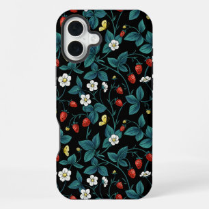 Coque iPhone 16 Plus Fraises sauvages rouge/jaune/bleu/noir
