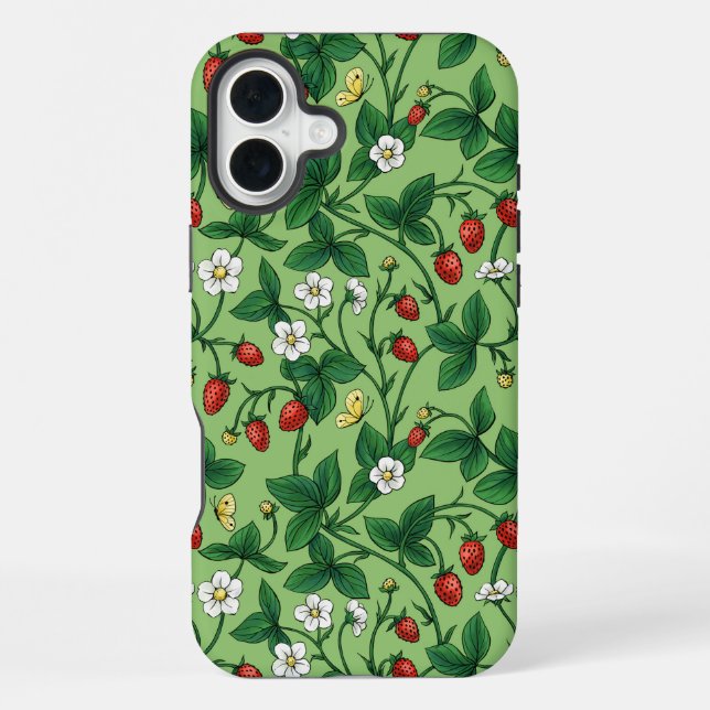 Coque iPhone Fraises sauvages rouge/jaune/vert/ (Verso)