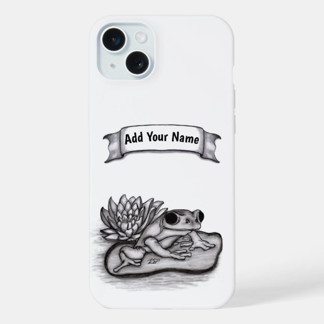 Coque iPhone Froggy with Lotus Flower, Ajouter votre nom (Verso)