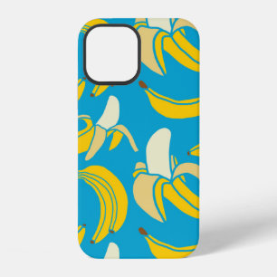 Coque iPhone 12 fruit tropical jaune banane frais motif sans coutu