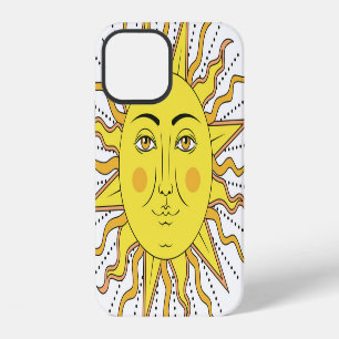 Coque iPhone 12 Fruits de citron tropicaux, visage de soleil.